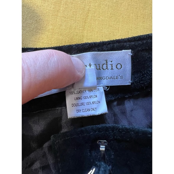 Sutton Studio Genuine Suede Leather Black Laser Cut Pants, Size 6 - Picture 5 of 12